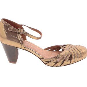 Frye Gold Metallic Lisa Mary Jane Heels